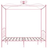  Okvir za krevet s nadstrešnicom ružičasti metalni 160 x 200 cm | Eponuda.com