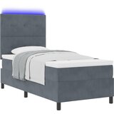 vidaXL Box Spring postelja z vzmetnico in LED temno siva 80x200 cm žamet | Shoptok.si