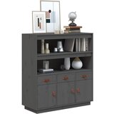  Visoka komoda siva 100 x 40 x 108,5 cm od masivne borovine | shoptok.hr