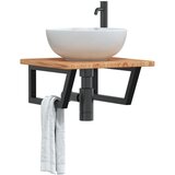 vidaXL Stenska polica za umivalnik jeklo in trdna hrastovina | Shoptok.si