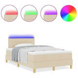 Box Spring Krevet s Madracem i LED Krem 120x200 cm Tkanina | shoptok.hr