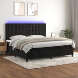 vidaXL Krevet box spring s madracem LED crni 200x200 cm baršun Cijene