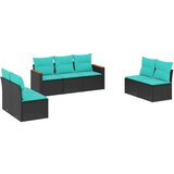 vidaXL 7-delni vrtni komplet sedežnih garnitur z blazinami črne barve poli ratan, (5000294238) | Shoptok.si