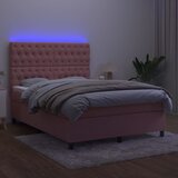  box spring s madracem LED ružičasti 140x190cm baršunasti | shoptok.hr