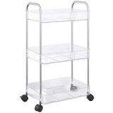 vidaXL Voziček za shranjevanje 3-nadstropna prozoren 37x28x68 cm akril | Shoptok.si