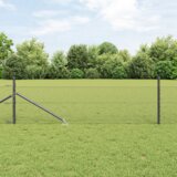 vidaXL Šesterokotna Ograja Siva 0,8x25 m Jeklo, Ograjni Stolpi s Špico 13 kos Ø32 mm 100 cm Pocinkano Jeklo | Shoptok.si