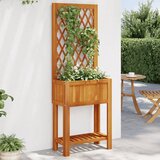 Furnova Cvetlično korito z mrežo in polico 55x29,5x152 cm trdna akacija, (21921827) | Shoptok.si