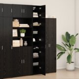 vidaXL tanek shranjevalni kabinet črni hrast 30x42.5x225 cm inženirski les | Shoptok.si