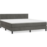 vidaXL Box spring postelja z vzmetnico temno siva 180x200 cm žamet, (20790556) Cene