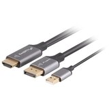 Lanberg CA-HDDP-20CU-0018-BK video cable adapter 1.8 m DisplayPort HDMI + USB Black, Silver Cijene