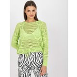 Fashion Hunters Light green oversized openwork sweater with a hood RUE PARIS Cene