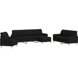 4-dijelni set sofa s tabureom crni od tkanine | Eponuda.com