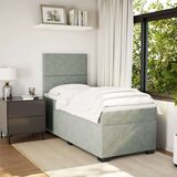 vidaXL Box spring postelja z vzmetnico svetlo siva 90x200 cm žamet | Shoptok.si