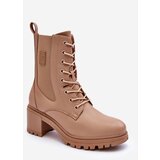 Kesi Women's Leather Heel Shoes Beige Esnar | Shoptok.si