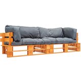  2-dijelni vrtni set sofa od paleta sa sivim jastucima borovina | shoptok.hr
