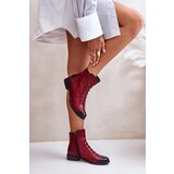 Kesi Insulated women's ankle boots with a flat heel burgundy | Shoptok.si