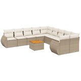 Maison Chic Seti vrtnega pohištva - Vrtna garnitura - Vrtni pohištvo set 11-delna z blazinami bež poli ratan, (21819533) | Shoptok.si
