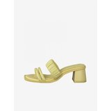 Tamaris Yellow Leather Heel Slippers - Women Cene