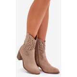 S. BARSKI Ladies Cutout Cowboy Ankle Boots Beige S.Barski | Shoptok.si