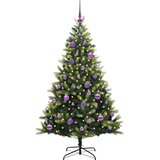 vidaXL Umjetna zložljiva božićna jelka 150 LED Zelena 150 cm PVC in PE | Shoptok.si