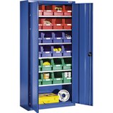 eurokraft pro Omara za material iz jeklene pločevine, s 24 odprtimi skladiščnimi posodami, encijan modra RAL 5010 | Shoptok.si