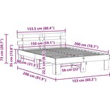  Krevetna konstrukcija Prirodna 150 x 200 cm Čvrsto borovo drvo | shoptok.hr