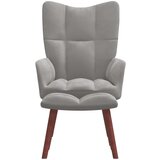 The Living Store Stol za sproščanje s stolčkom svetlo siv žamet - Stol Za Sproščanje, (21420480) | Shoptok.si