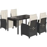  5-dijelni vrtni blagovaonski set s jastucima od poliratana crni | shoptok.hr