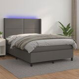 The Living Store Box spring postelja z vzmetnico LED siva 140x200cm umetno usnje - Box Spring Postelja, (21518519) Cene
