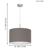 Eglo pasteri 1, e27, ø380 antracit/ tekstil smeđa | Eponuda.com