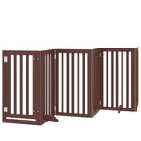 vidaXL Ograda za pse z vrati zložljiva 15 panelov rjava 750 cm les | Shoptok.si