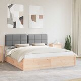 vidaXL Posteljni okvir z oblazinjenim vzglavjem Svetlo siva | Shoptok.si