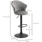  Set 2 okretne barske stolice s naslonom baršun podesiva visina sive 54x56x91-111 cm | shoptok.hr