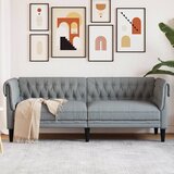 vidaXL Kavč trosed Chesterfield svetlo siva tkanina Cene