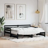 vidaXL Dnevni krevet na razvlačenje crni 90 x 200 cm masivna borovina | shoptok.hr