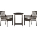  3-delni vrtni bistro set s blazinicami rjava poliratan, (22015492) | Shoptok.si