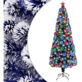vidaXL Umetna novoletna jelka LED bela in modra 240 cm optična vlakna | Shoptok.si