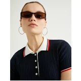 Koton Polo Neck Sweater Buttoned Short Sleeve Ribbon Detailed