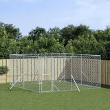 vidaXL Zunanji pasji boks srebrn 4x4x2 m pocinkano jeklo Cene