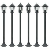 vidaXL Vrtna stupna svjetiljka od aluminija 6 kom E27 110 cm tamno zelena | shoptok.hr