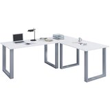 MID.YOU Kotna Pisalna Miza Lona, Bela, Srebrna, 190x190cm | Shoptok.si