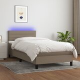  box spring s madracem LED smeđesivi 100x200 cm tkanina | shoptok.hr