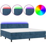  Box spring s madracem LED tamnoplavi 200x200 cm baršun | shoptok.hr