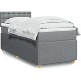vidaXL Box spring postelja z vzmetnico svetlo siva 90x200 cm blago | Shoptok.si