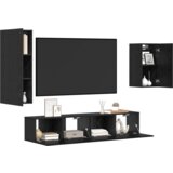 vidaXL TV kabinet s polico s shranjevanjem z vrati 4 pcs Črni hrast 30.5 x 30 x 90 cm | Shoptok.si