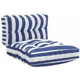  Blazina za kavč iz palet 2 kosa modro-bele črte blago