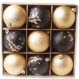 Molarem Home Set od 9 kuglica za božićno drvce - 8 cm, crna / zlatna boja | shoptok.hr