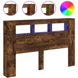 Maison Chic led posteljno vzglavje - vzglavna omarica - nočna omarica dimljen hrast 160x18,5x103,5 cm inž. les, (21712876) | Shoptok.si