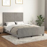 The Living Store Posteljni okvir z vzglavjem svetlo siv 140x200 cm žamet - Posteljni Okvir Z Vzglavjem, (21489600) | Shoptok.si