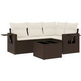 Maison Chic Seti vrtnega pohištva - Vrtna garnitura - Vrtni pohištvo set 5-delna z blazinami rjav poli ratan, (21815833) | Shoptok.si